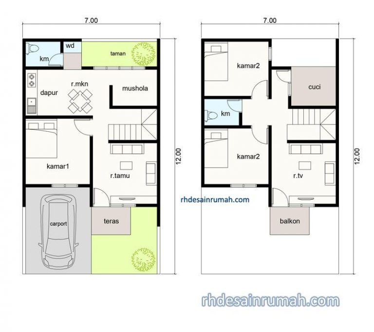 Denah Rumah 3 Kamar Dan Mushola Rhdesainrumah