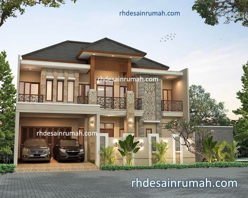 desain rumah 15x30 mewah megah atap limas minimalis semi klasik batu alam bpk Sotarduga Pekanbaru